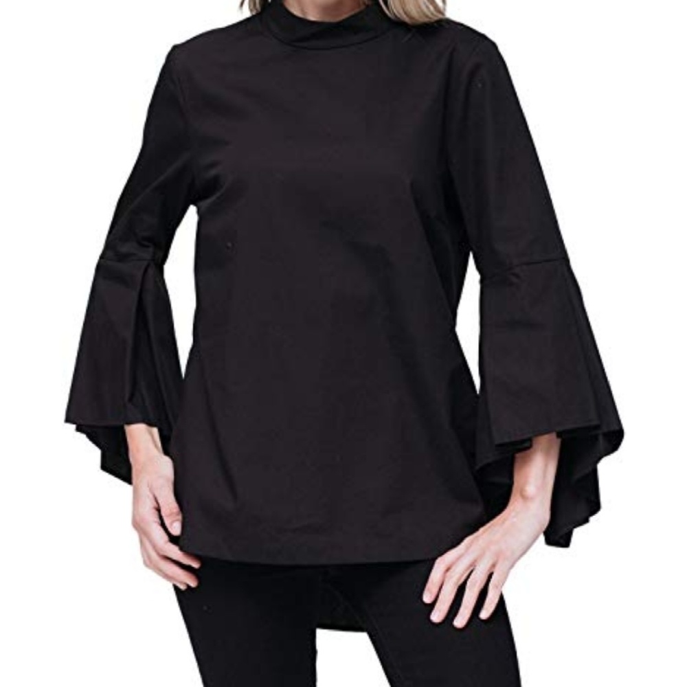 Pleione bell-sleeved mock neck blouse